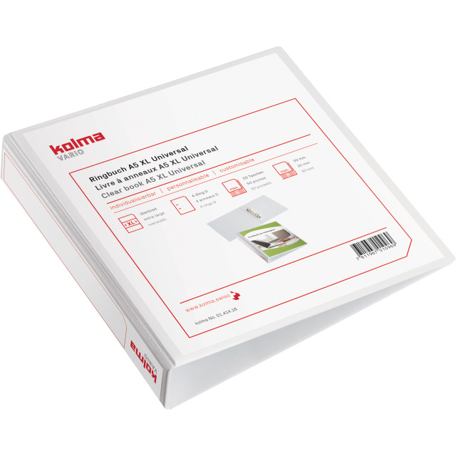 Ring binder Vario A5 XL 2 Rings fill height 3 cm white