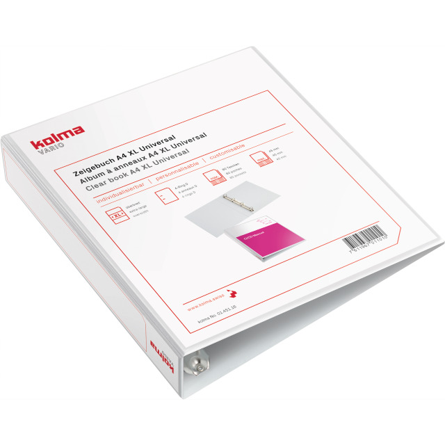 Album à anneaux Vario A4 XL 4 anneaux contenance 4.5 cm blanc