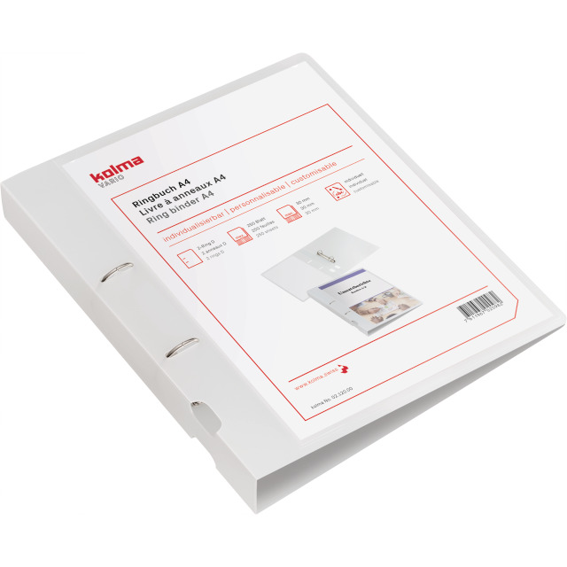 Livre à anneaux Vario A4 2 anneaux cont. 3 cm incolore