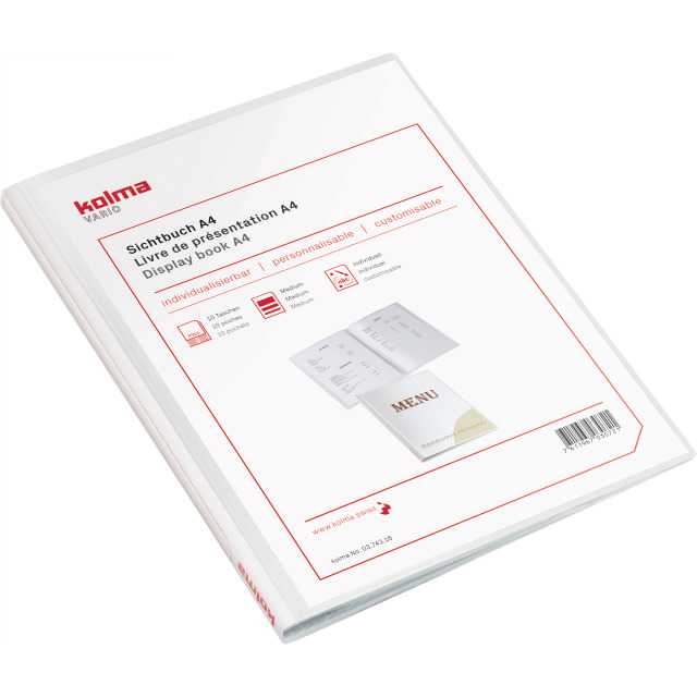 Clear book Vario A4 with 10 pockets white