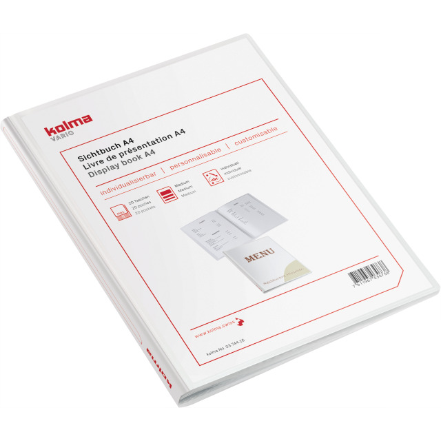 Clear book Vario A4 with 20 pockets white