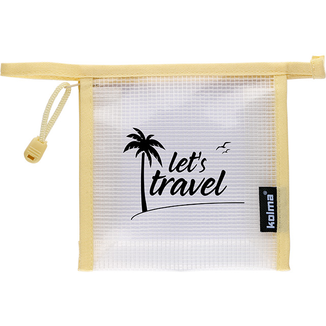 Poche avec fermeture à glissière Mesh Bag crème ”let’s travel”