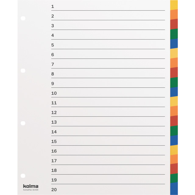 Répertoire A4 XL strong en blanc 20-compartiments multicolore