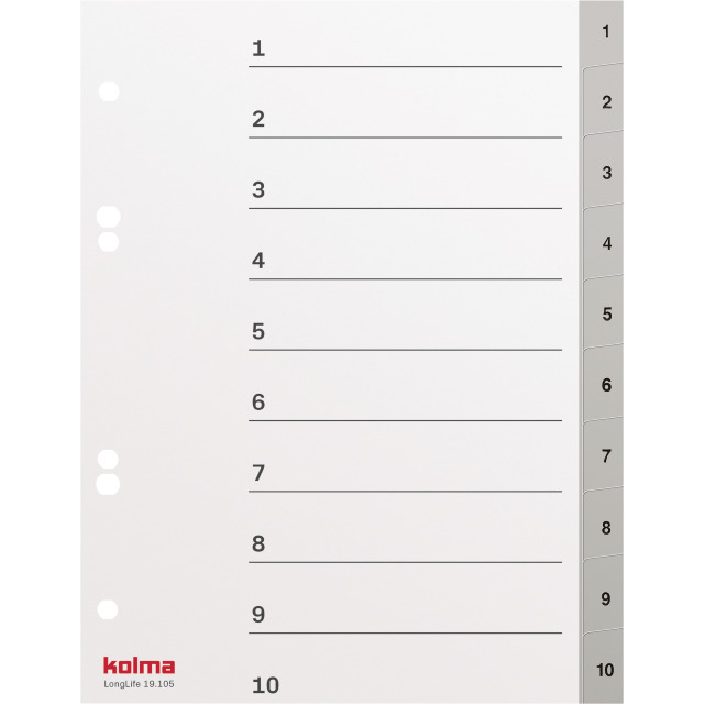 Register A5 hoch superstrong 1-10 grau