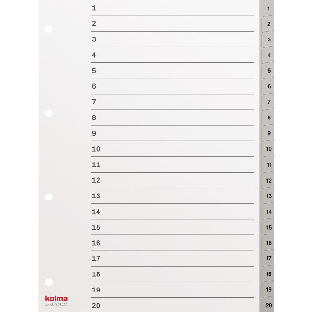 Index A4 superstrong 1-20 grey