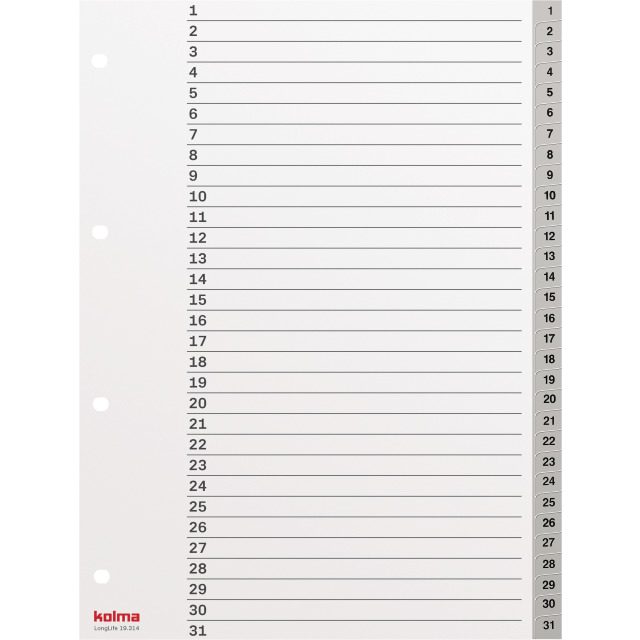 Index A4 superstrong 1-31 grey