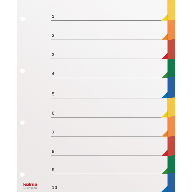 Répertoire A4 XL superstrong en blanc 10-compartiments multicolore