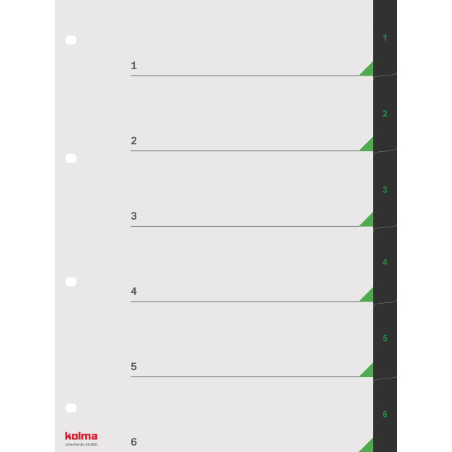 Index LineaVerde A4 Recycling 1-6 black