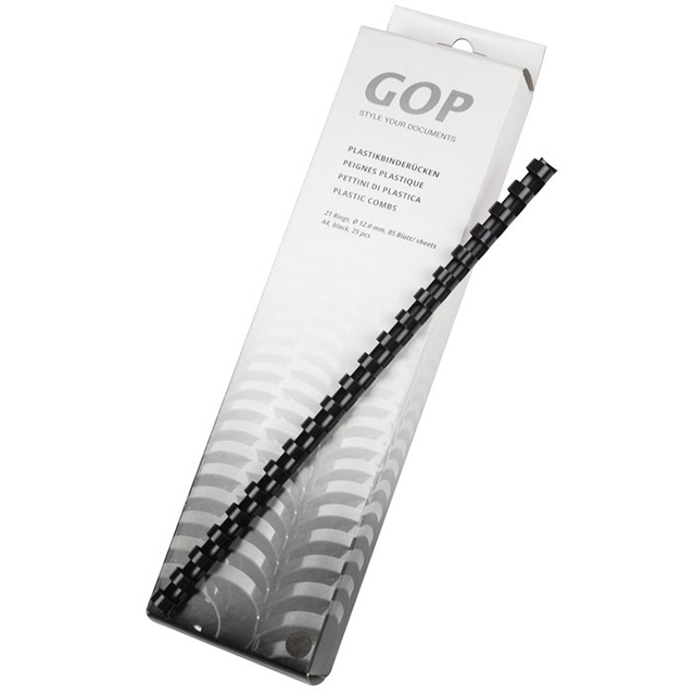 GOP Plastikbinderücken A4 12 mm 21 Ringe rund 25 Stück