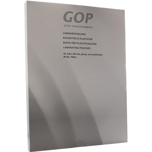 GOP Laminating pouches  euro perforation  A4 80 my glossy 216 x 303 mm