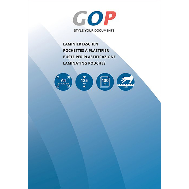 GOP Laminating pouches   A4 125 my matte 216 x 303 mm 1 box à 100 pcs